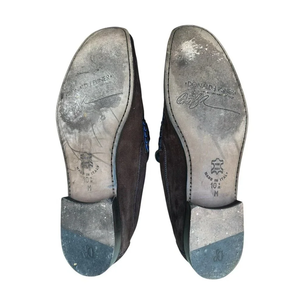 Men's Brown Suede Loafers with Silver Bit Hardware